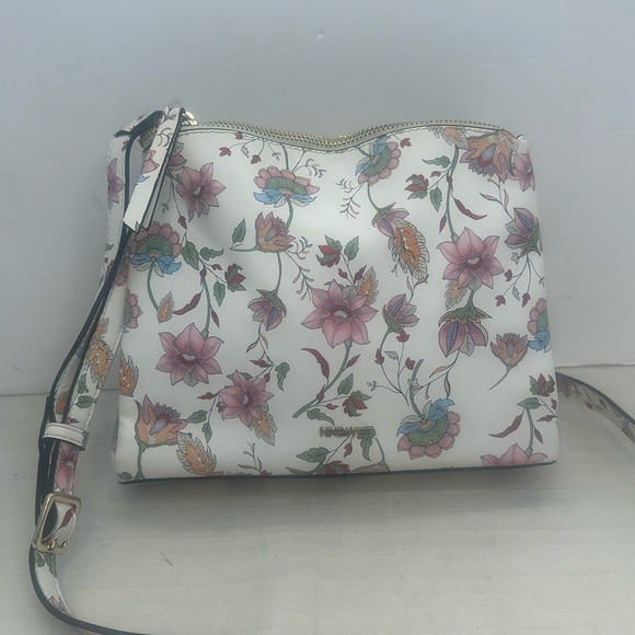 Nine West Floral Shoulder/Crossbody Purse Strap Three Section Zip Snap - Picture 1 of 10
